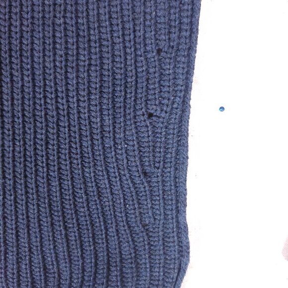 360 Sweater Knit V-Neck Sweater Womens Large Blue Light Tan Side Perforations - Picture 11 of 14